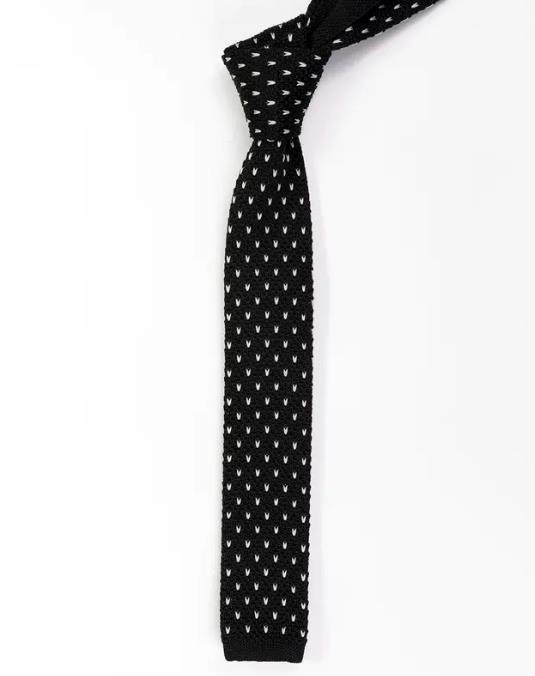 FN-107 High quality fashion small dot white colour hand made silk knit necktie